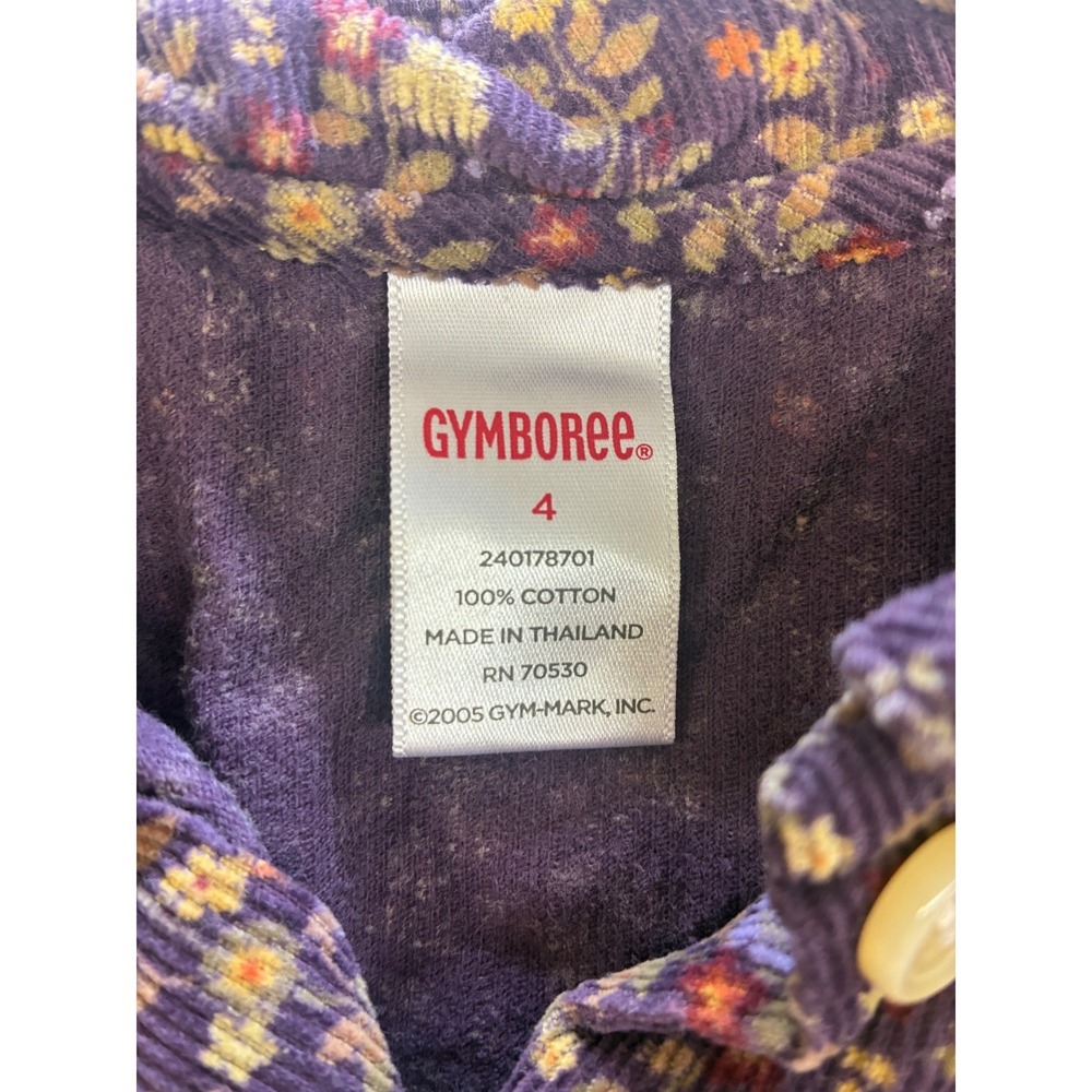 Gymboree Corduroy Floral Dress Girls 4 Purple Long‎ Sleeve Peter Pan Collar 2005 - Picture 4 of 11